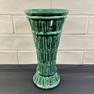 Ceramic Crackle Glaze Green Bamboo Majolica Vase